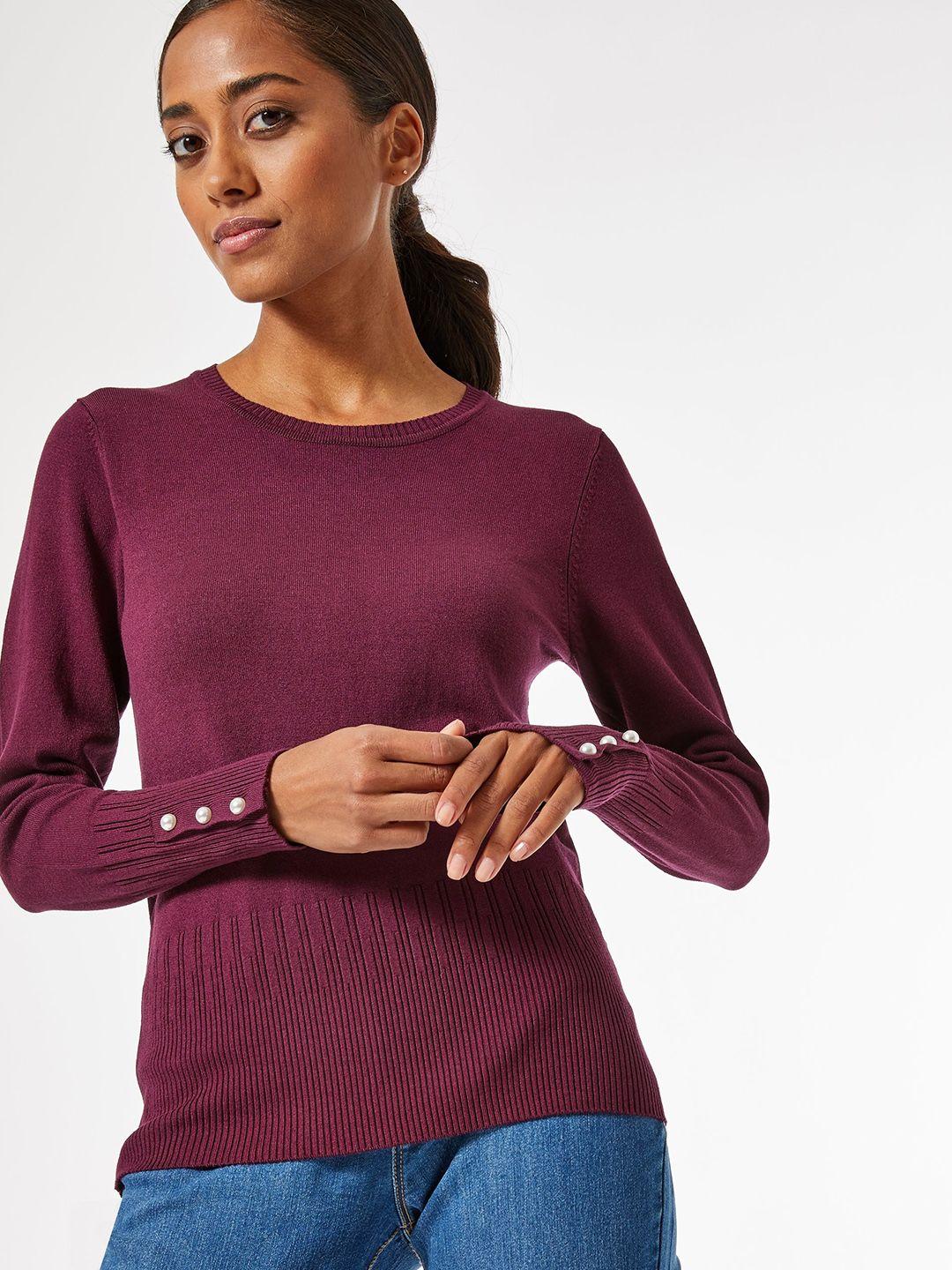 dorothy perkins women aubergine solid sustainable viscose pullover sweater