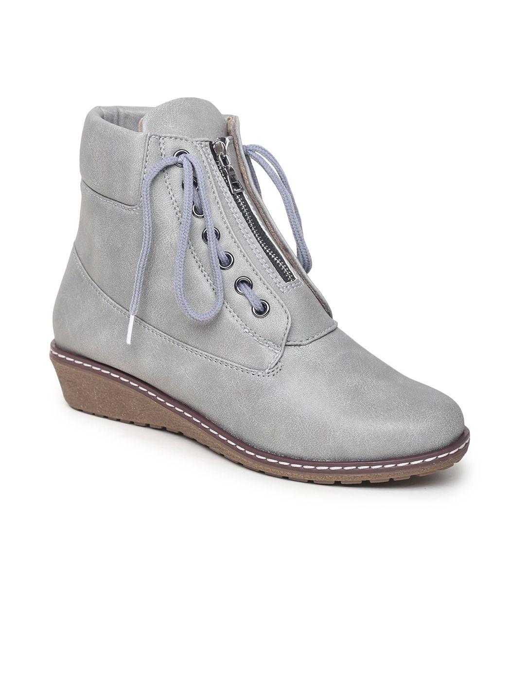 valiosaa women grey solid heeled boots