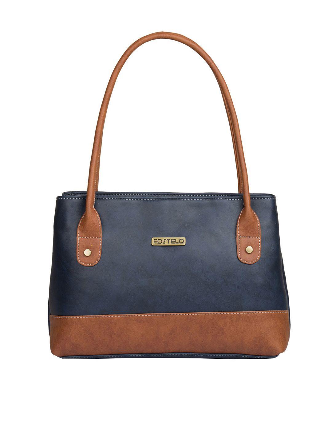 fostelo blue & brown colourblocked shoulder bag