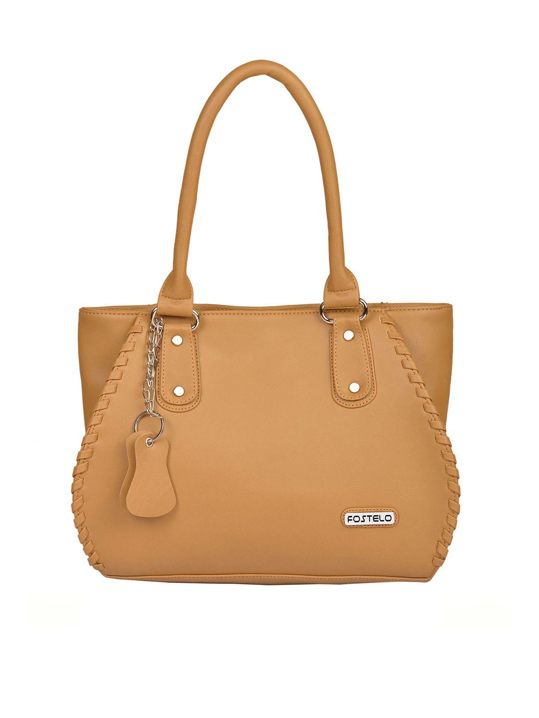 fostelo beige solid shoulder bag