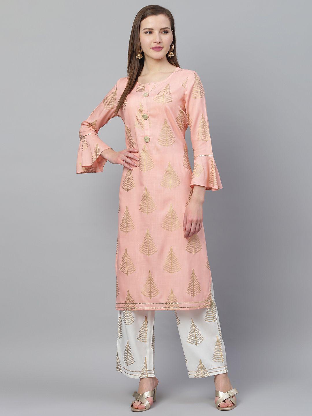 ishin foil print kurta with palazzos