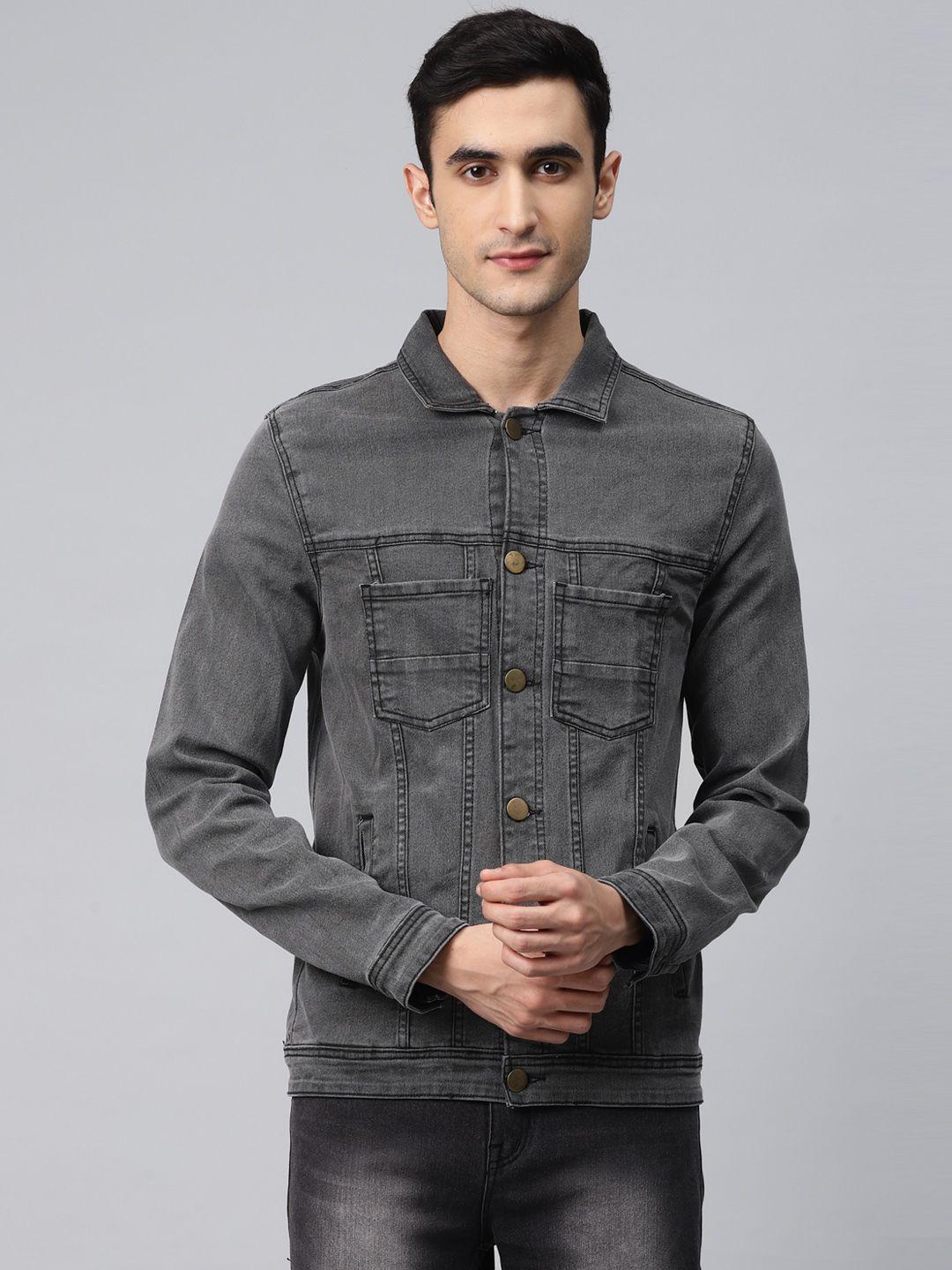 hubberholme men charcoal grey washed denim jacket