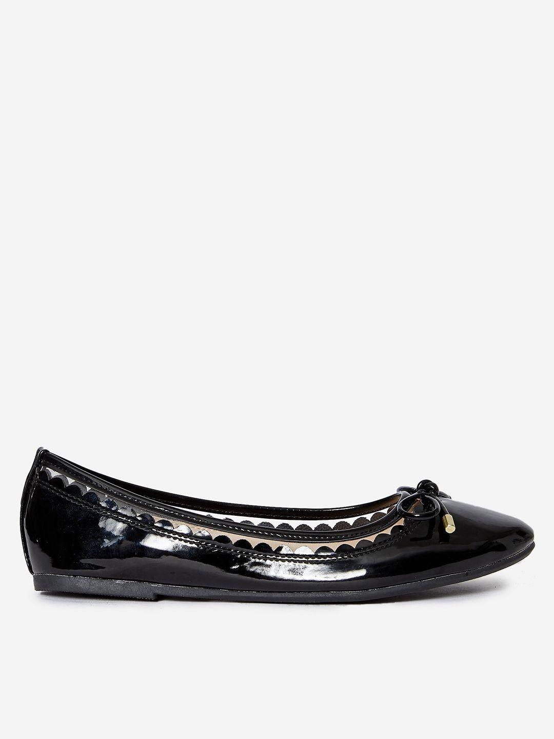 dorothy perkins women black & transparent solid ballerinas with bow detail