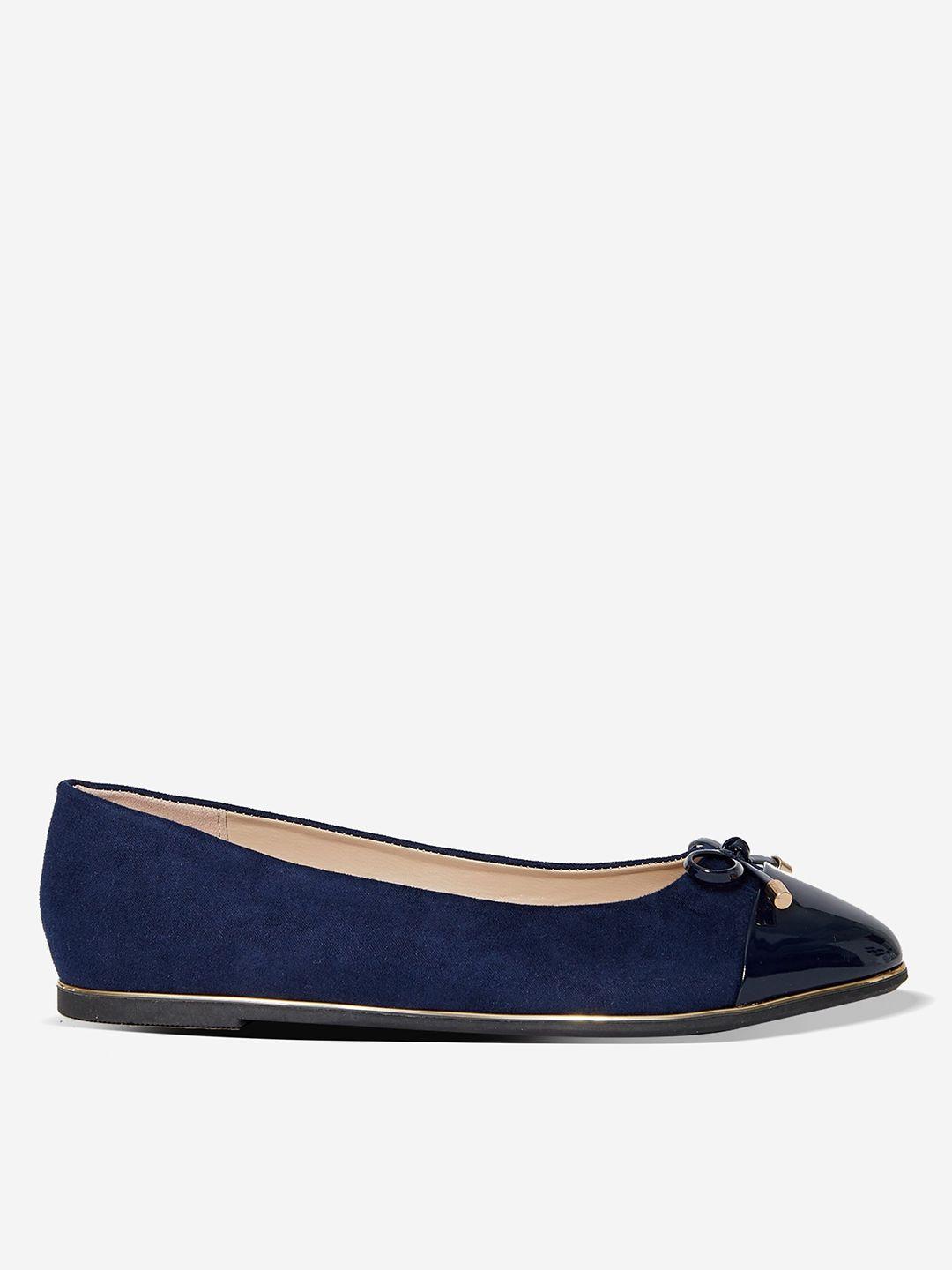 dorothy perkins women navy blue solid ballerinas with bow detail