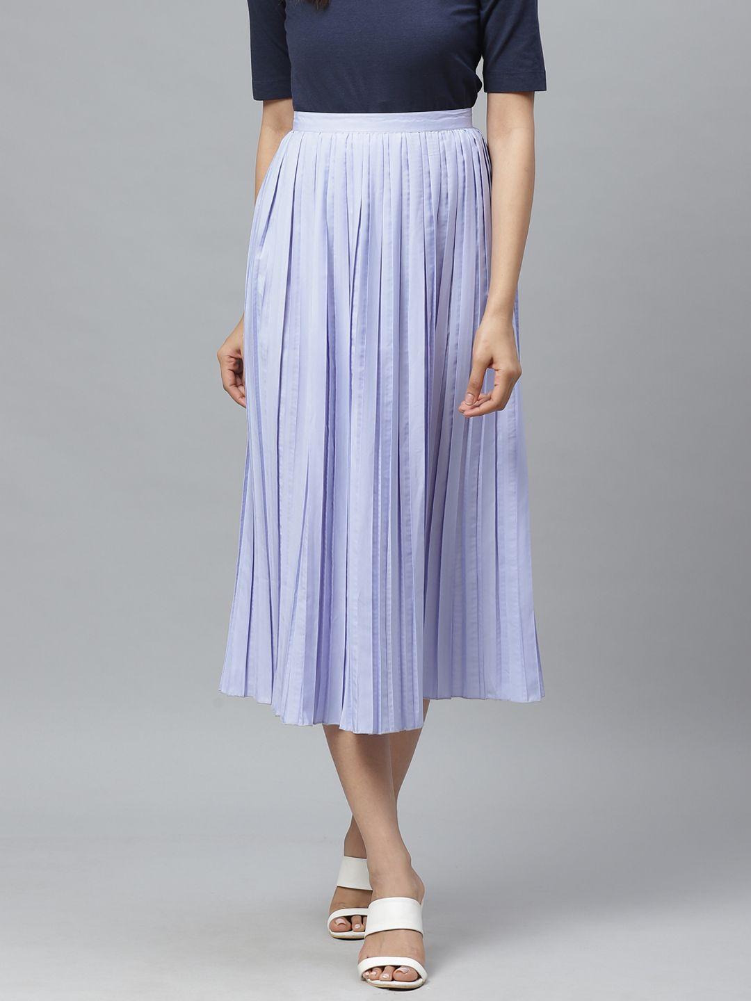 ives women lavender solid accordion pleated flared skirt