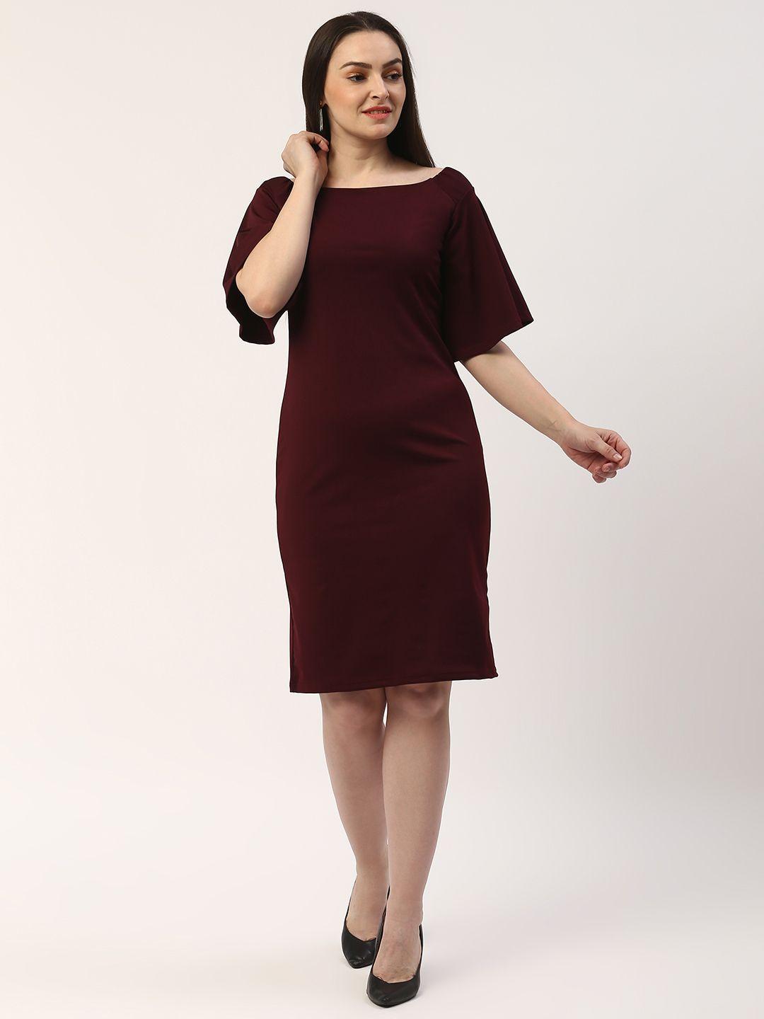 zizo by namrata bajaj women burgundy solid sheath dress