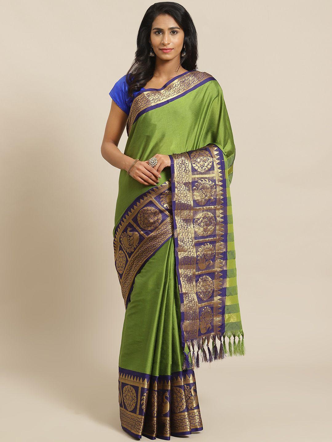 mitera green solid banarasi saree