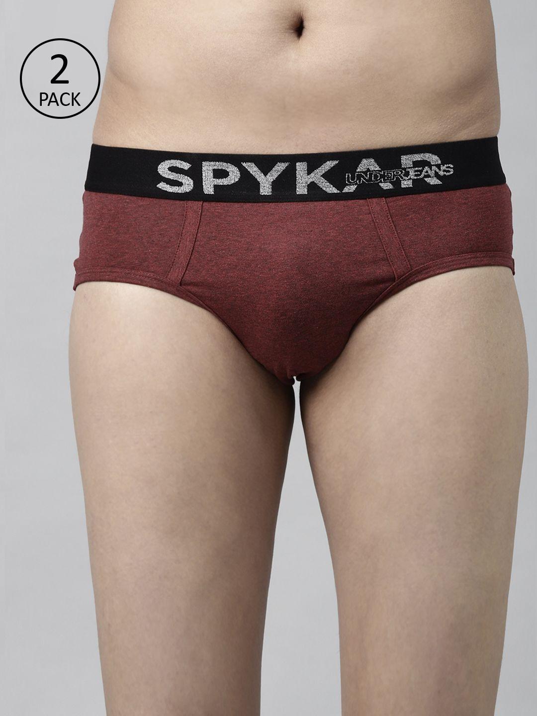 underjeans by spykar men pack of 2 solid cotton blend brief