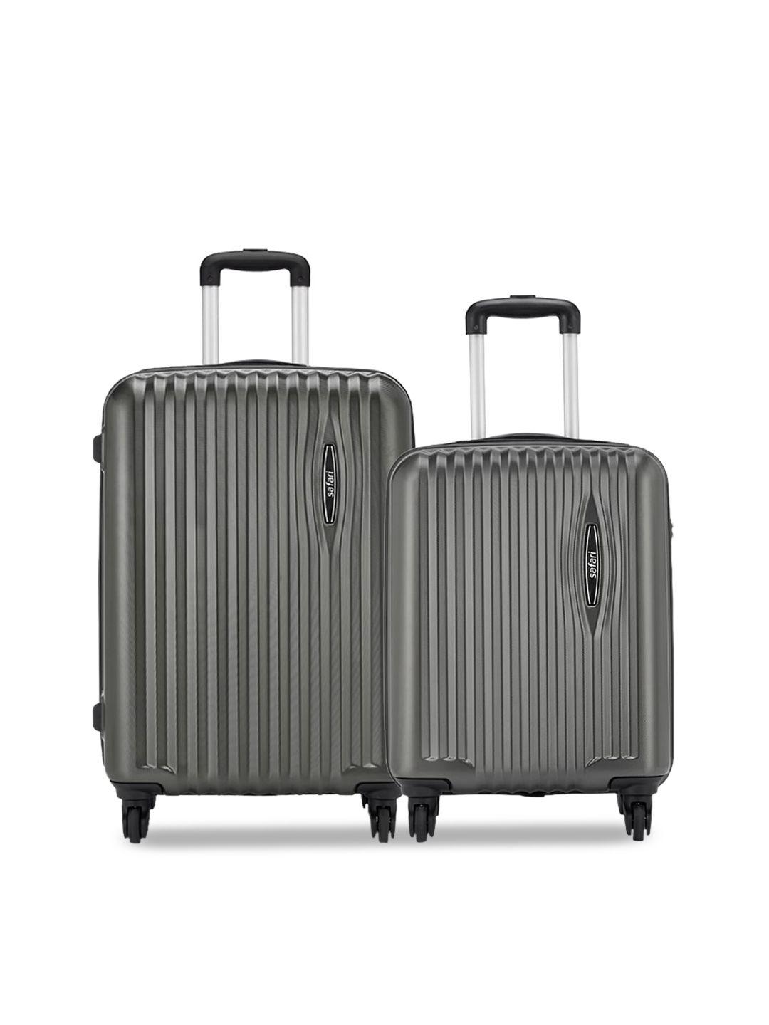 safari unisex set of 2 gunmetal grey textured glimpse premium trolley