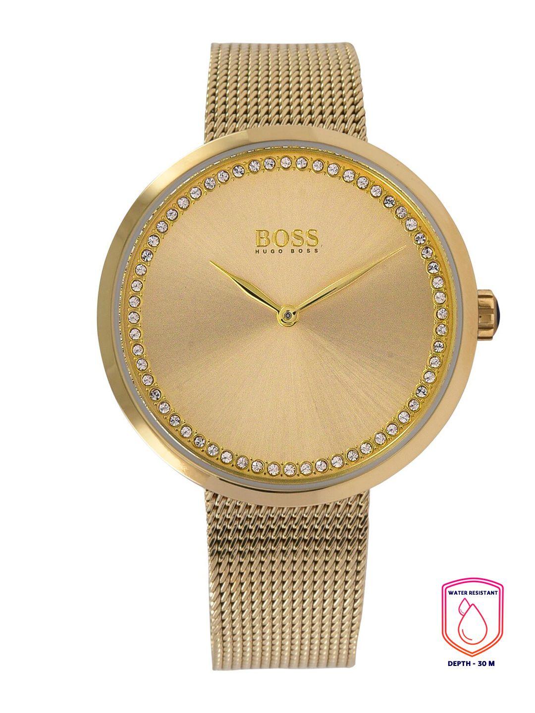 hugo boss women gold-toned analogue watch 1502547