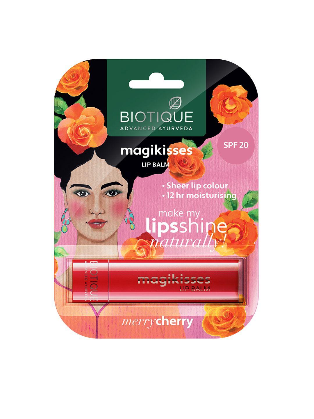 biotique magikisses spf 20 moisturising sheer lip balm - merry cherry