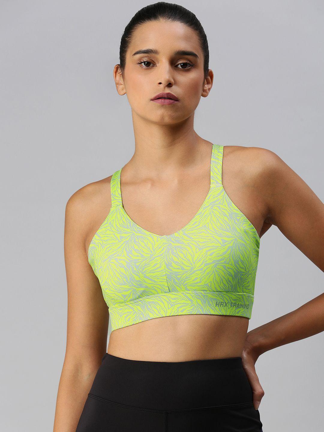 hrx by hrithik roshan women green rapid-dry antimicrobial training sports bra hr_ss21_w