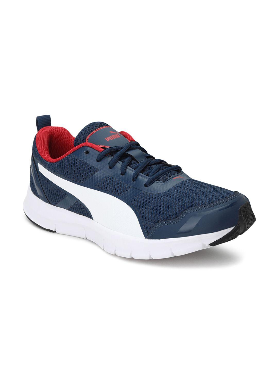 puma men navy blue white mesh track v2 running shoes