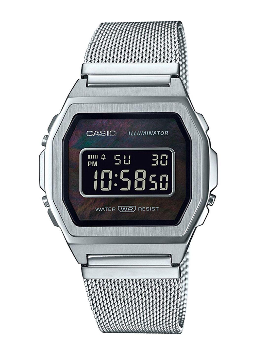 casio unisex silver-toned digital watch d194