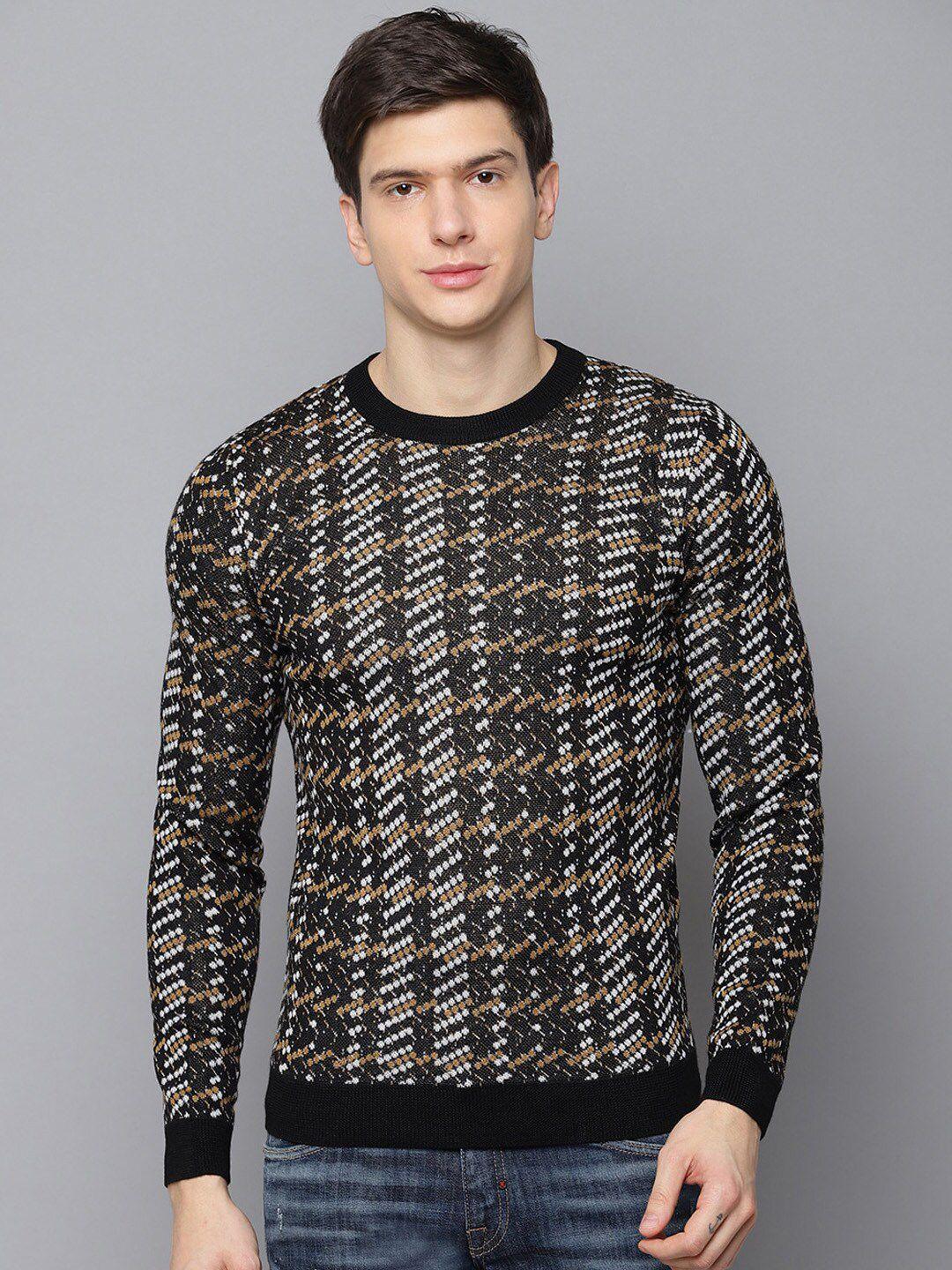 antony morato men black & yellow printed pullover sweater