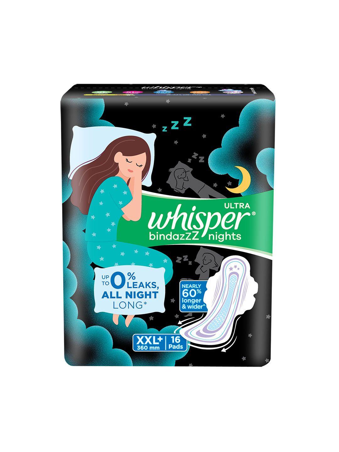 whisper bindazzs nights xxl+ sanitary pads - 16 pads