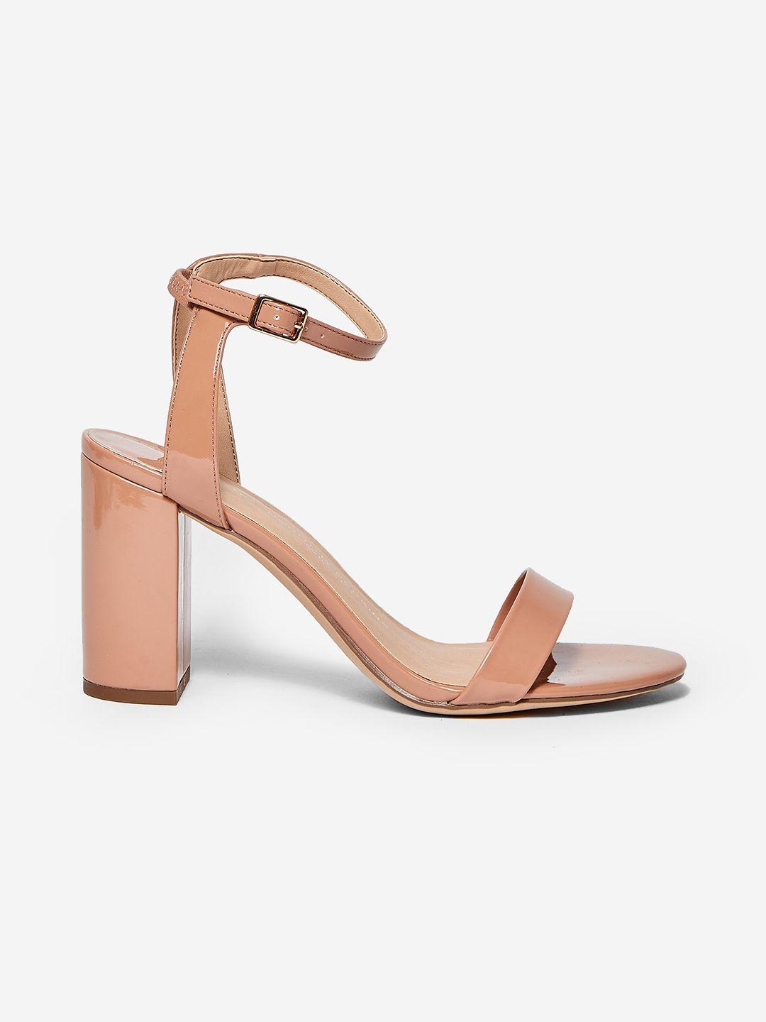 dorothy perkins women peach-coloured wide fit solid mid-top block heels