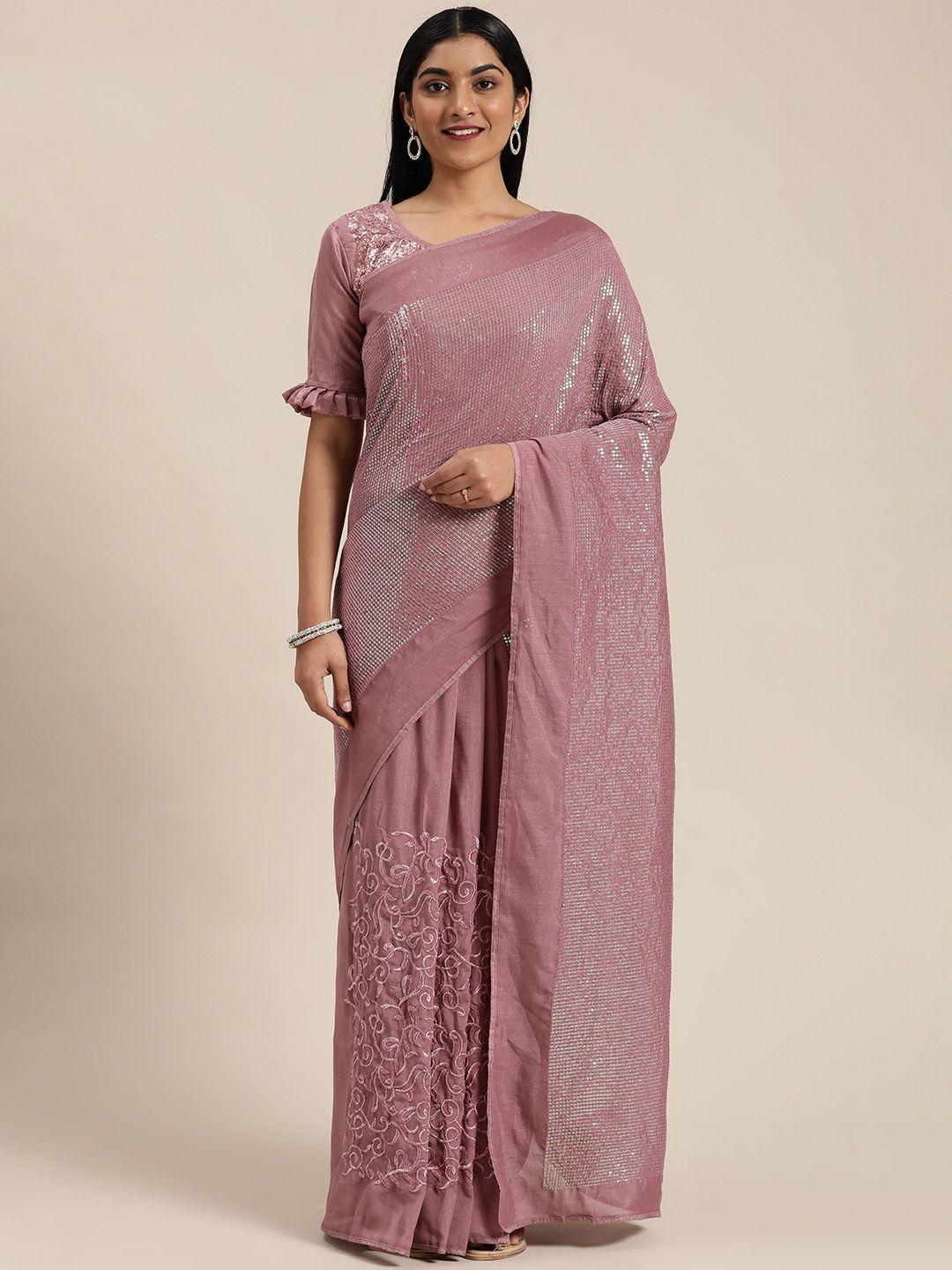 mitera mauve embellished pure georgette saree