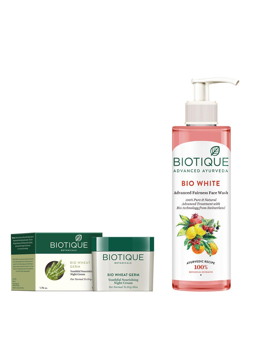 biotique unisex sustainable set of nourishing night cream & fairness face wash