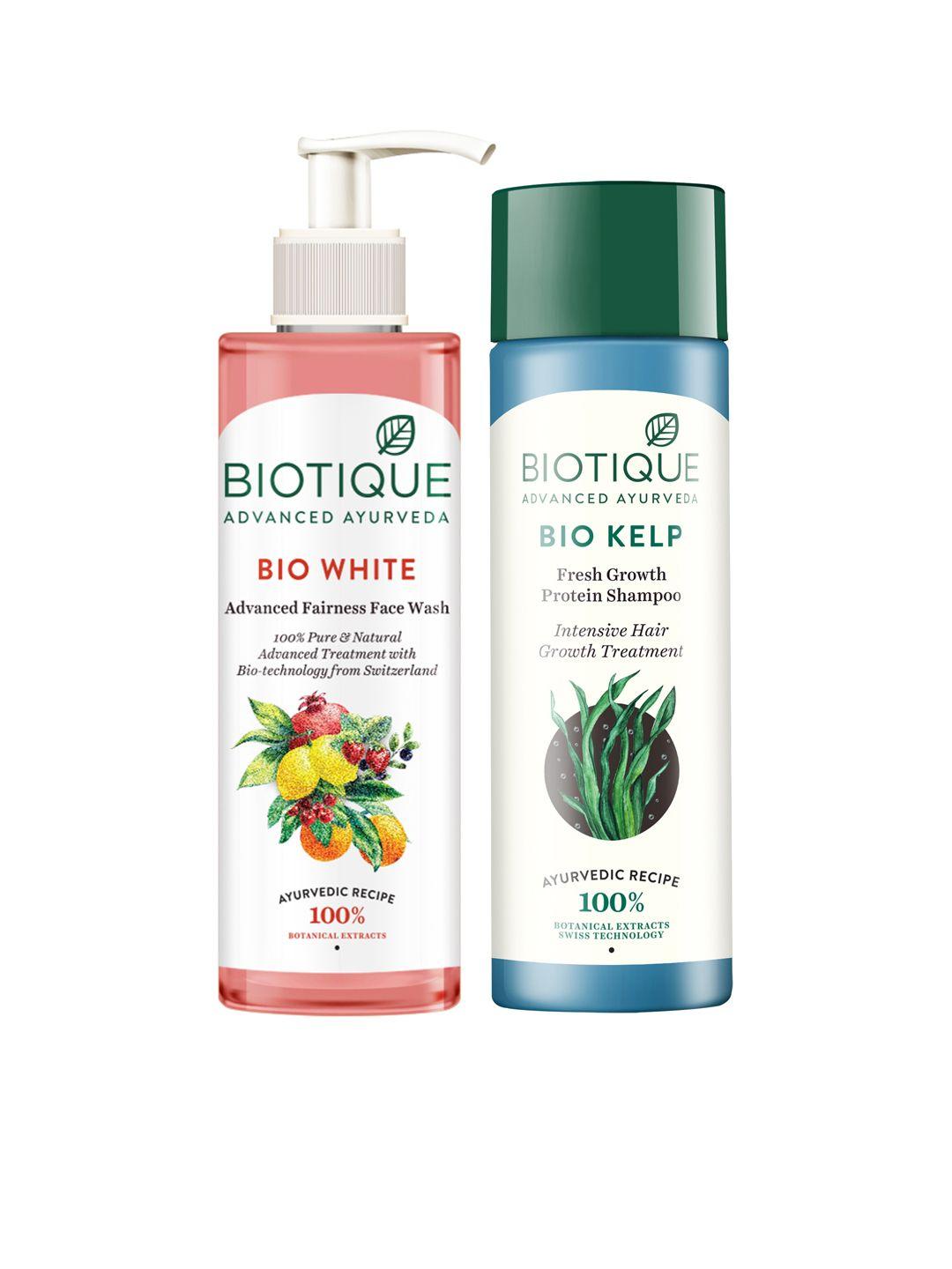 biotique unisex set of protein shampoo & fairness face wash