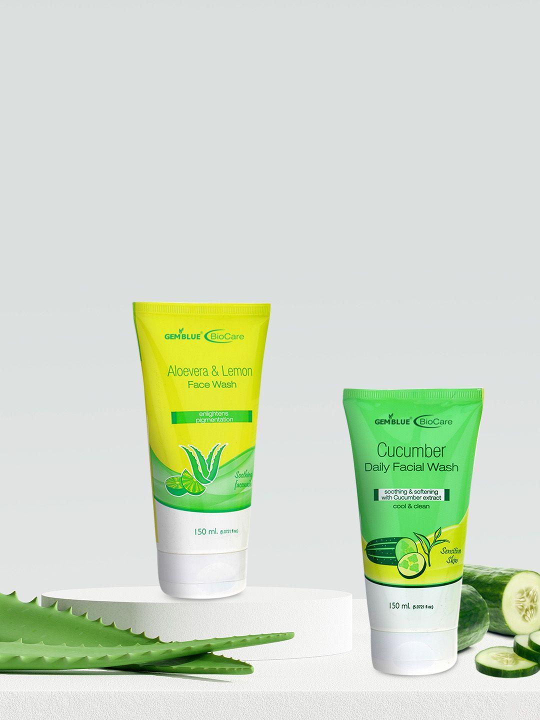 gemblue biocare aloevera & cucumber face wash 150ml each (combo of 2)