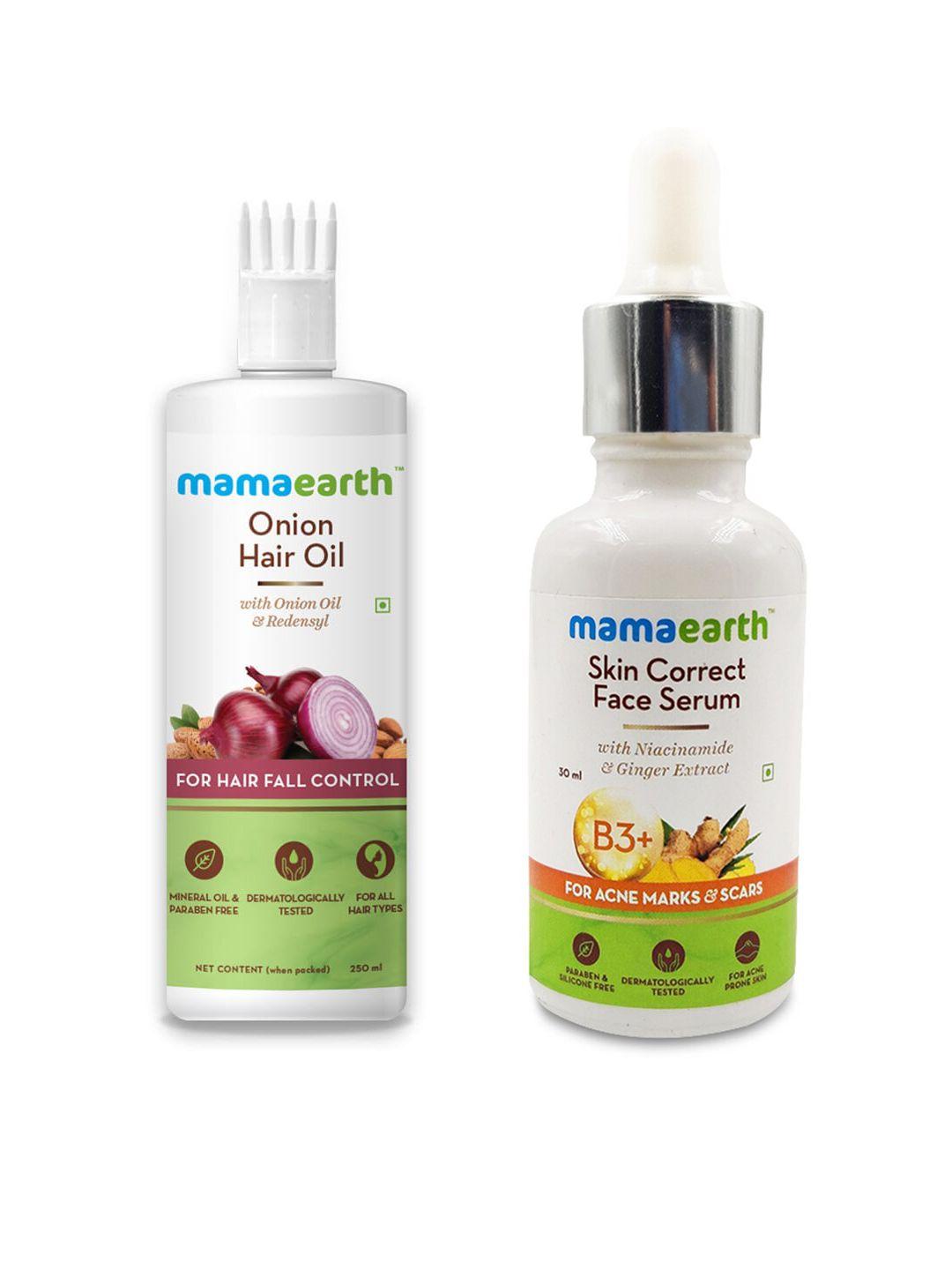 mamaearth sustainable set of skin correct face serum & onion hair oil