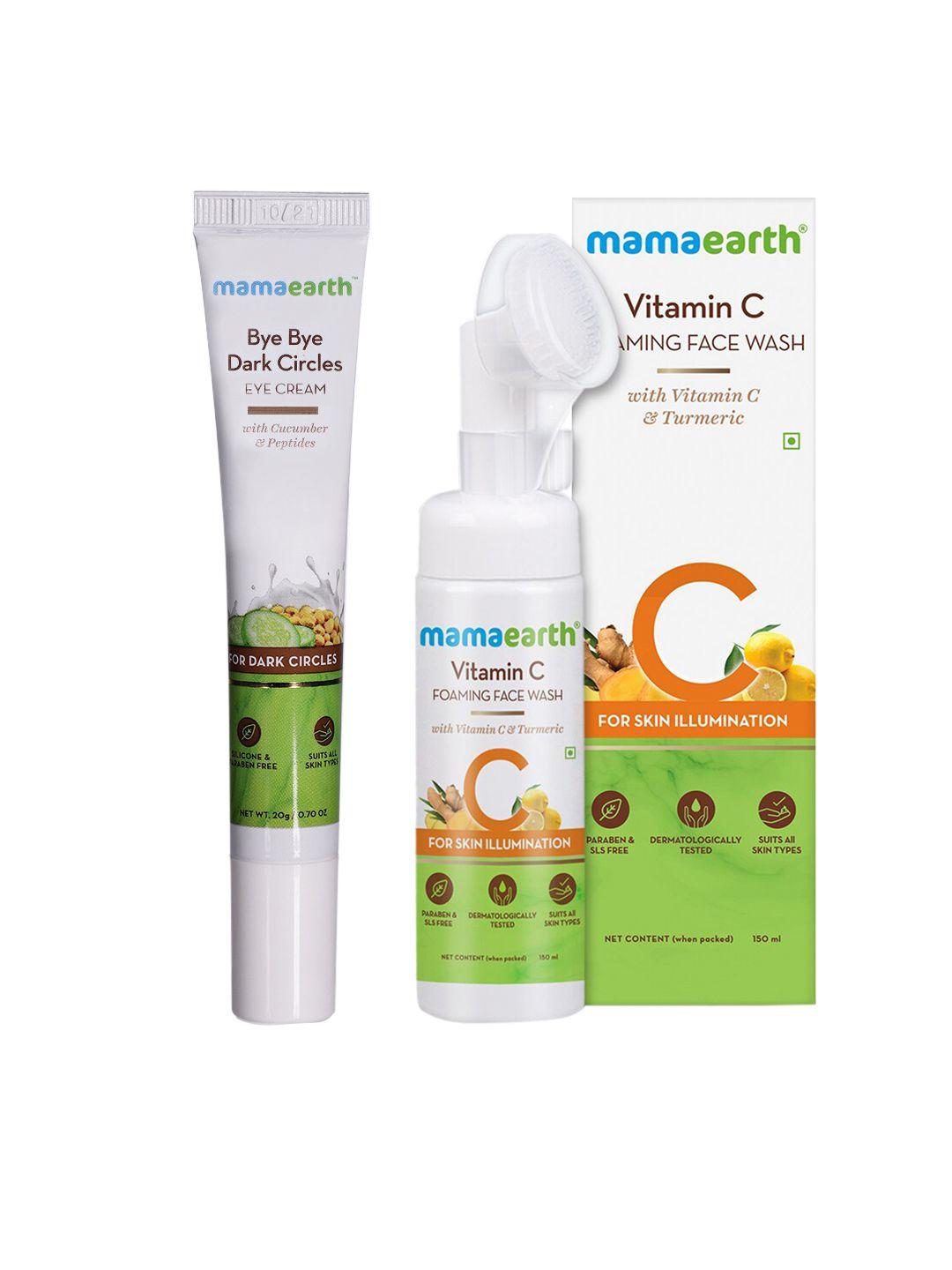 mamaearth unisex set of sustainable eye cream & vitamin c face wash