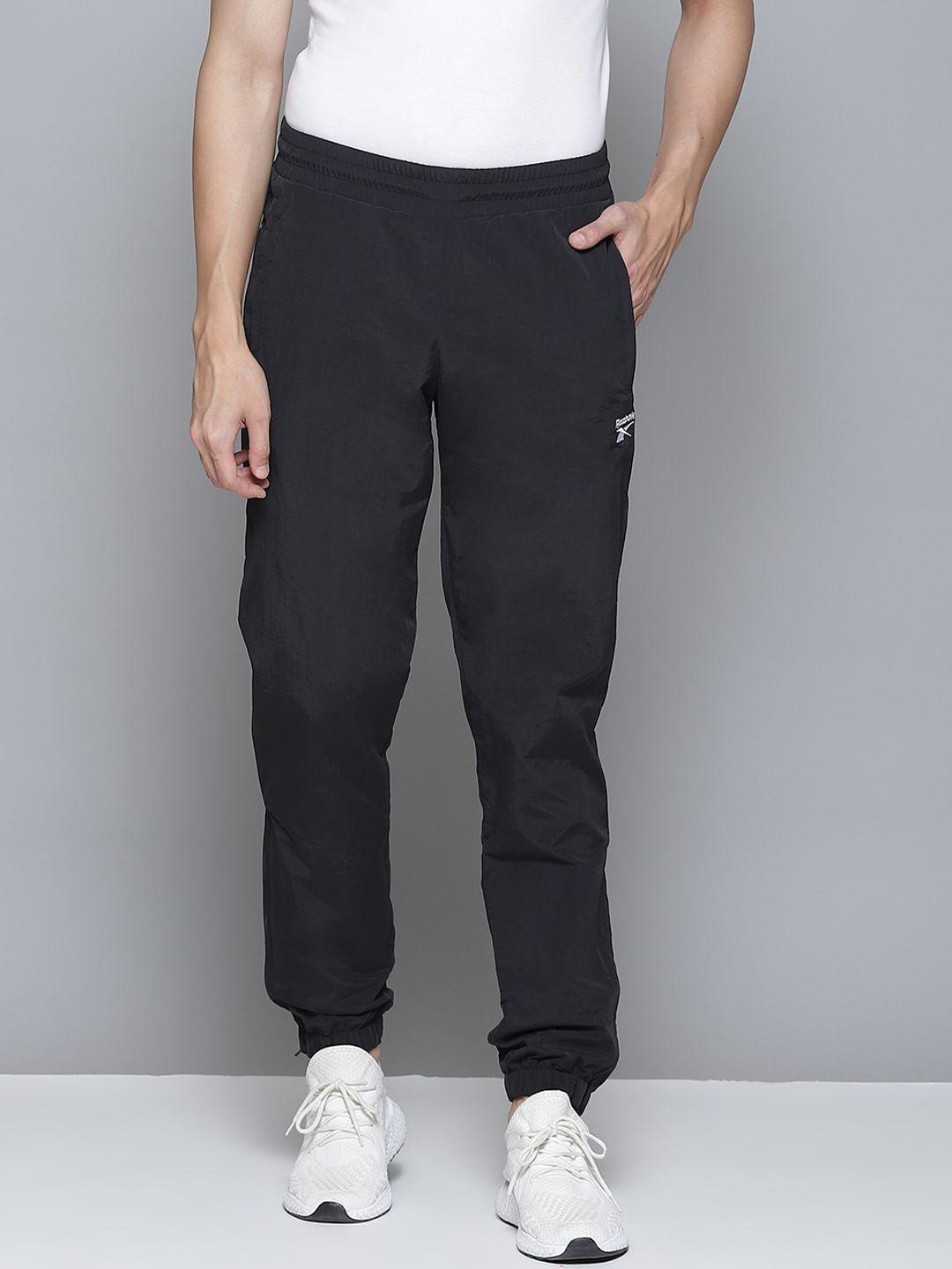 reebok classic men black solid cl f fr track pants