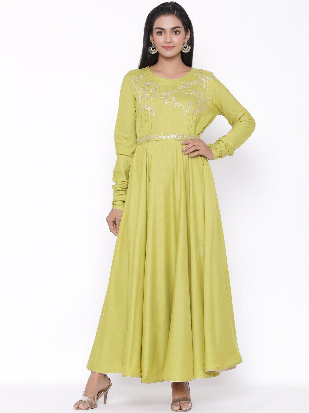 fabglobal women green embellished maxi dress