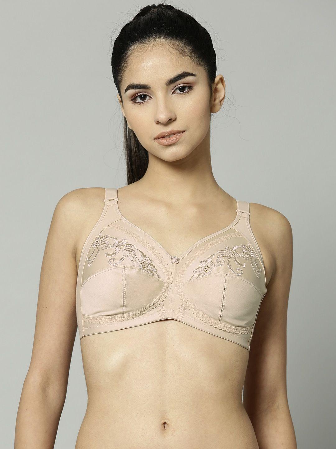 marks & spencer beige self design non-wired non padded everyday bra