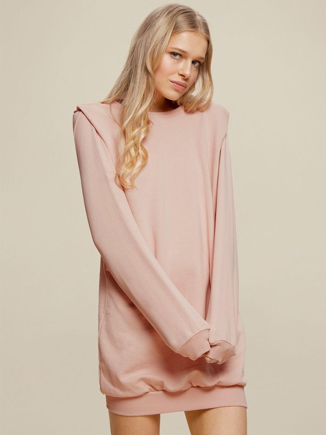 dorothy perkins women peach-coloured solid jumper dress