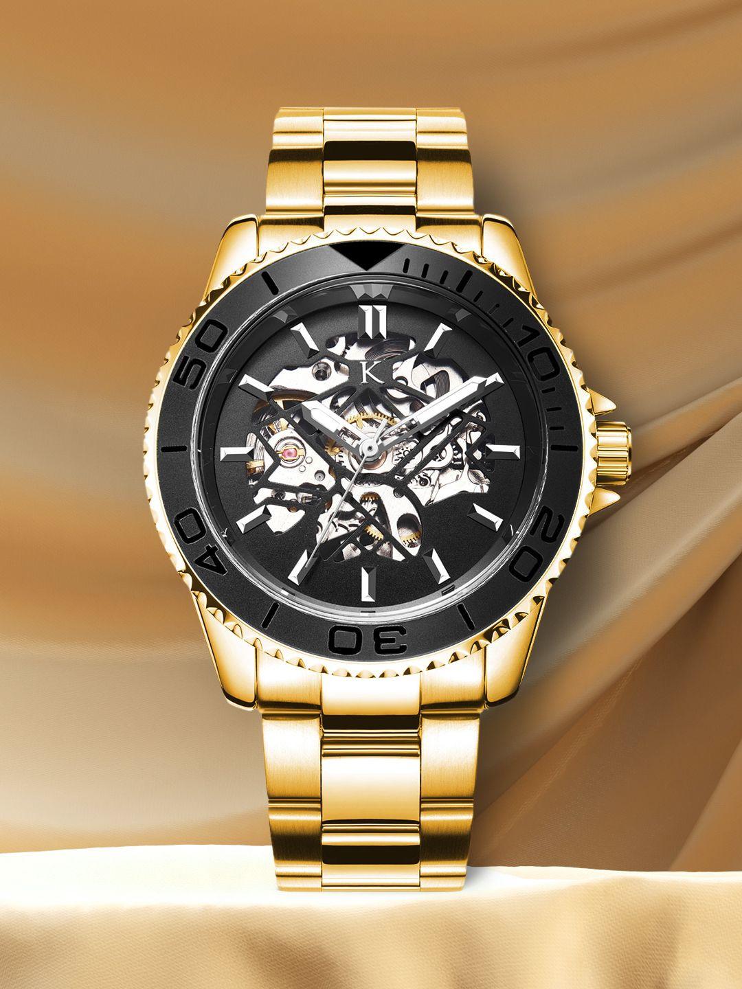 kredo men forte gold automatic skeleton analogue watch-kw038