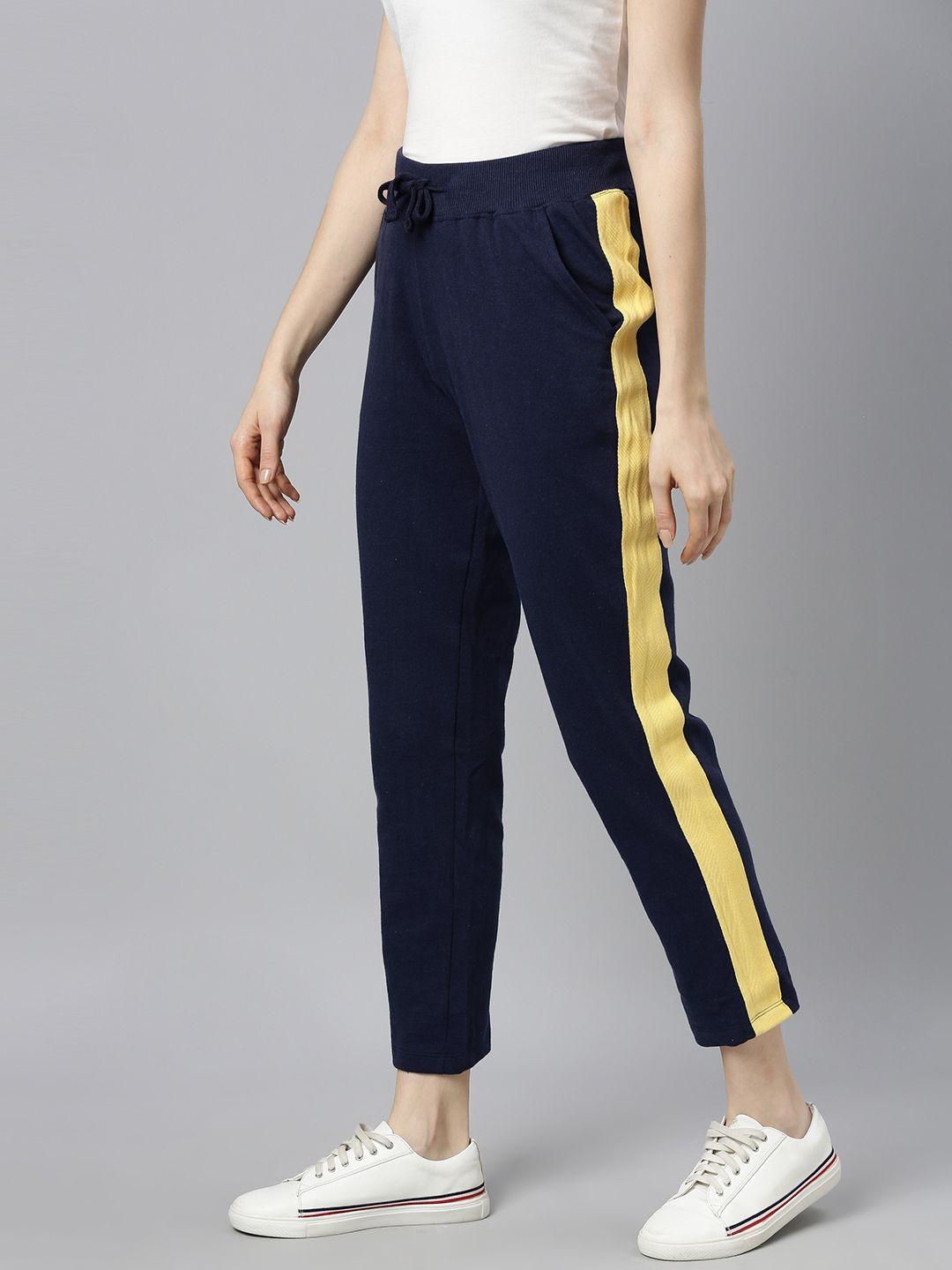 kook n keech women navy blue solid cropped track pants