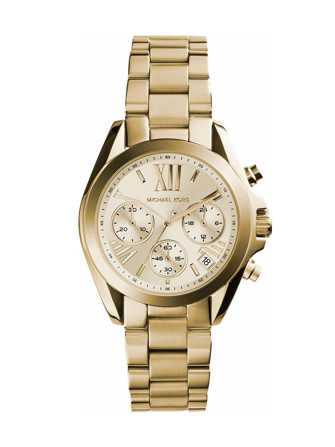 michael kors women gold-toned dial chronograph watch mk5798