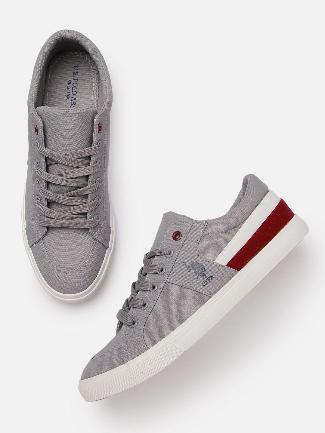 u.s. polo assn men grey solid sneakers