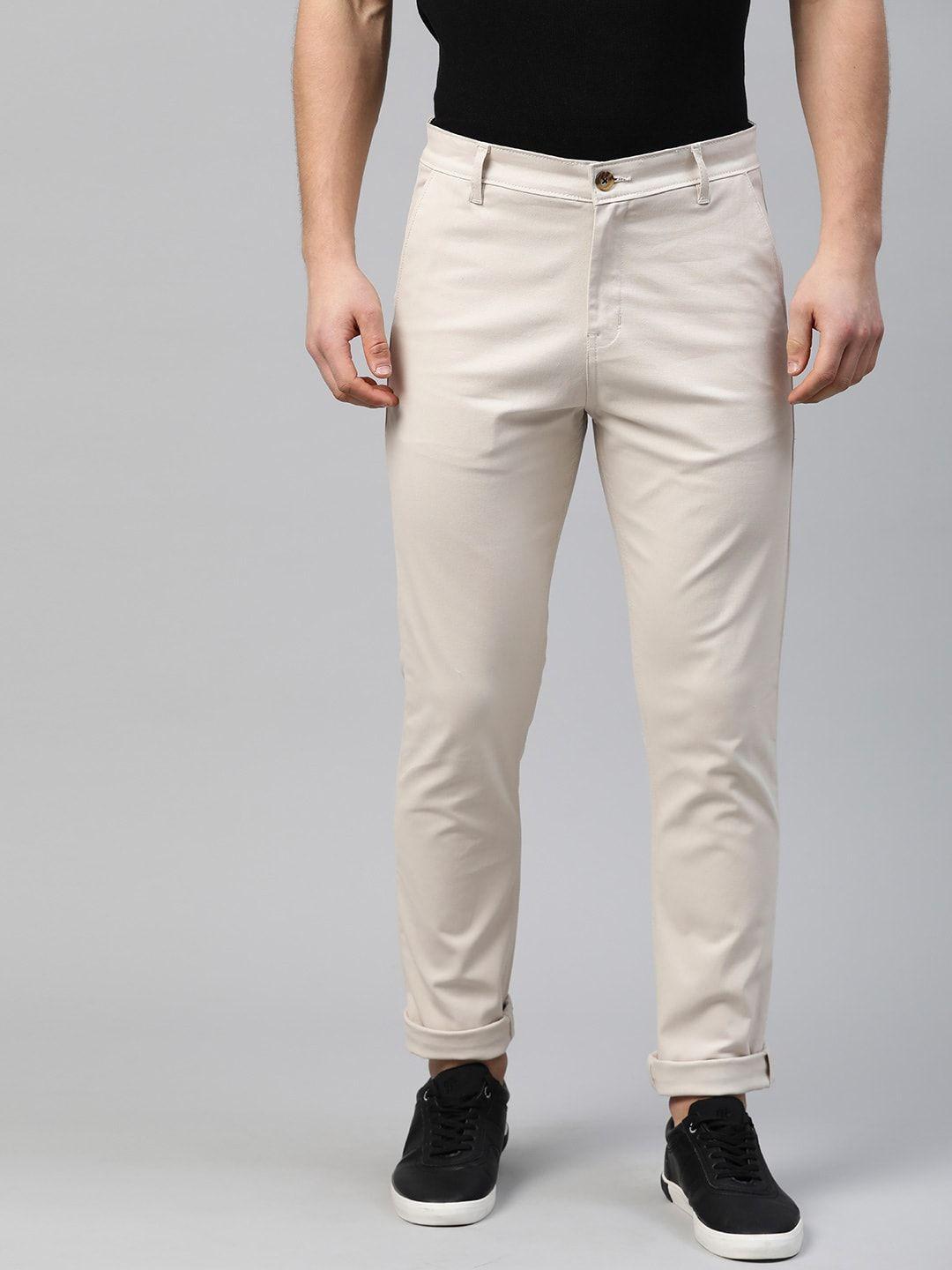 hubberholme men off-white slim fit chinos