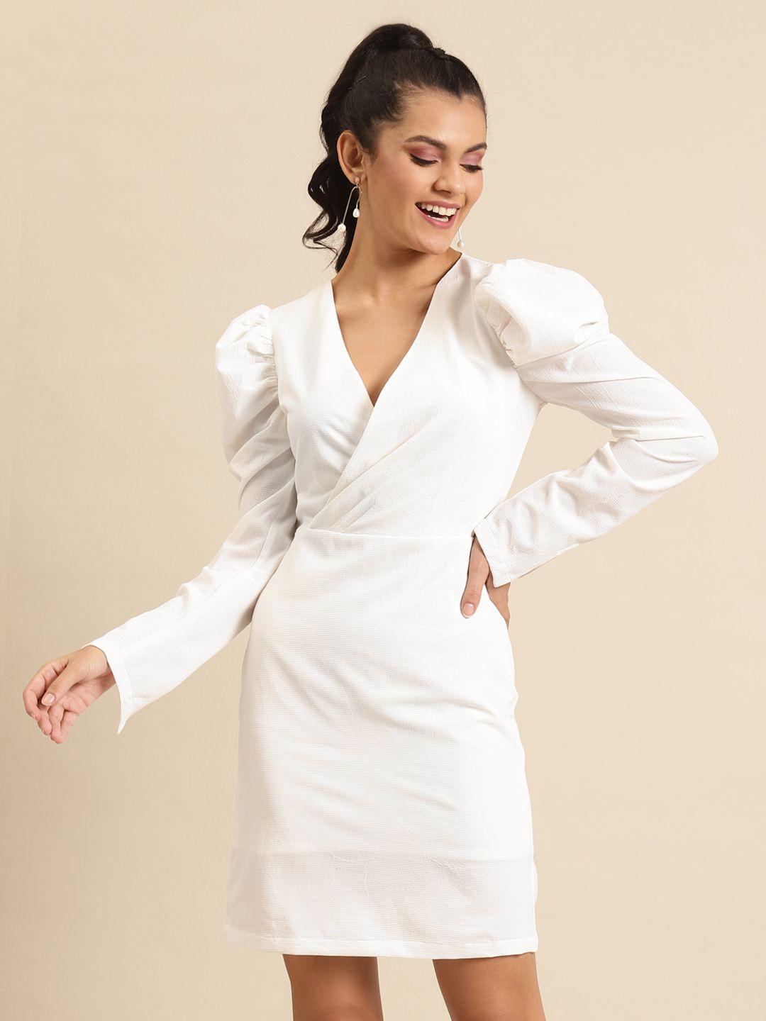 dodo & moa women white solid wrap dress