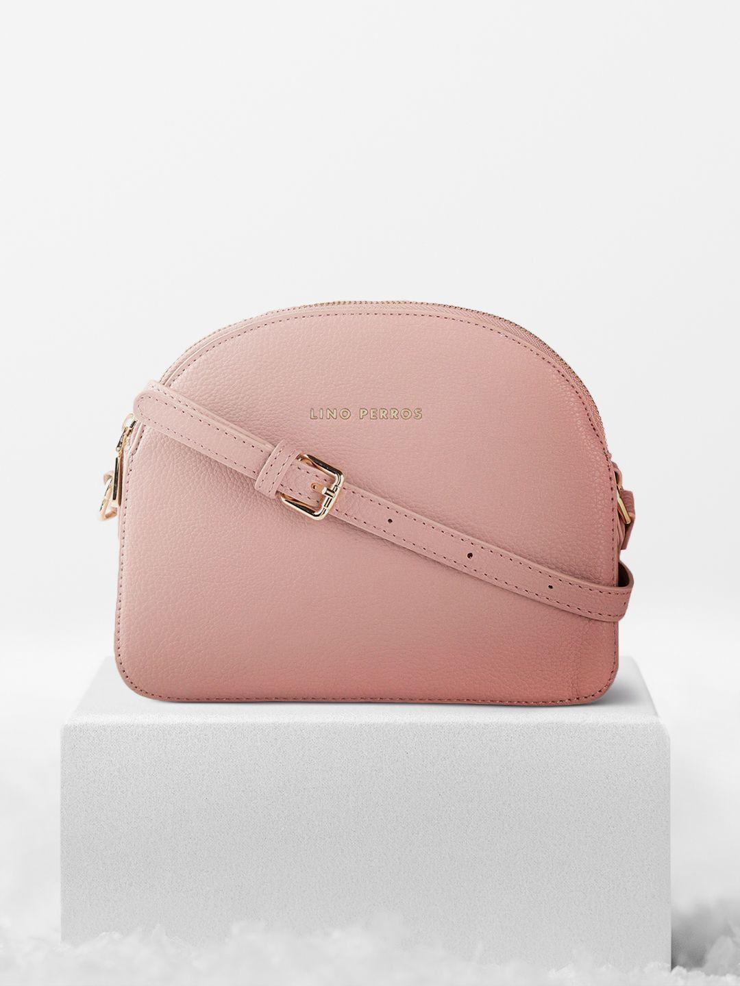 lino perros pink solid sling bag