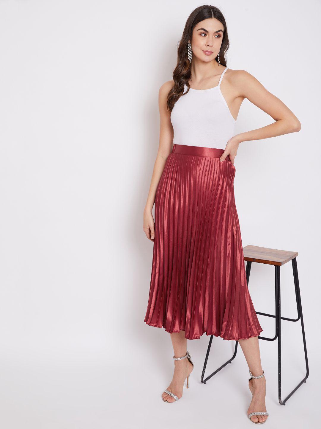 uptownie lite women satin accordion pleated midi skirt