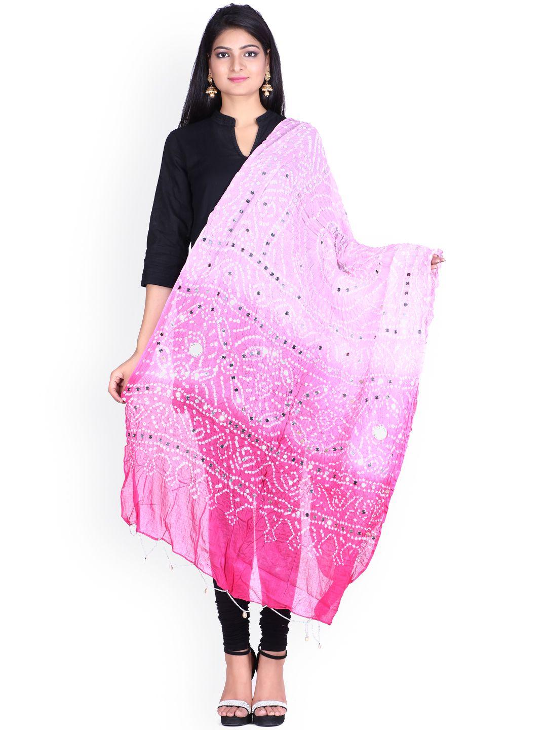 soundarya pink bandhani print dupatta