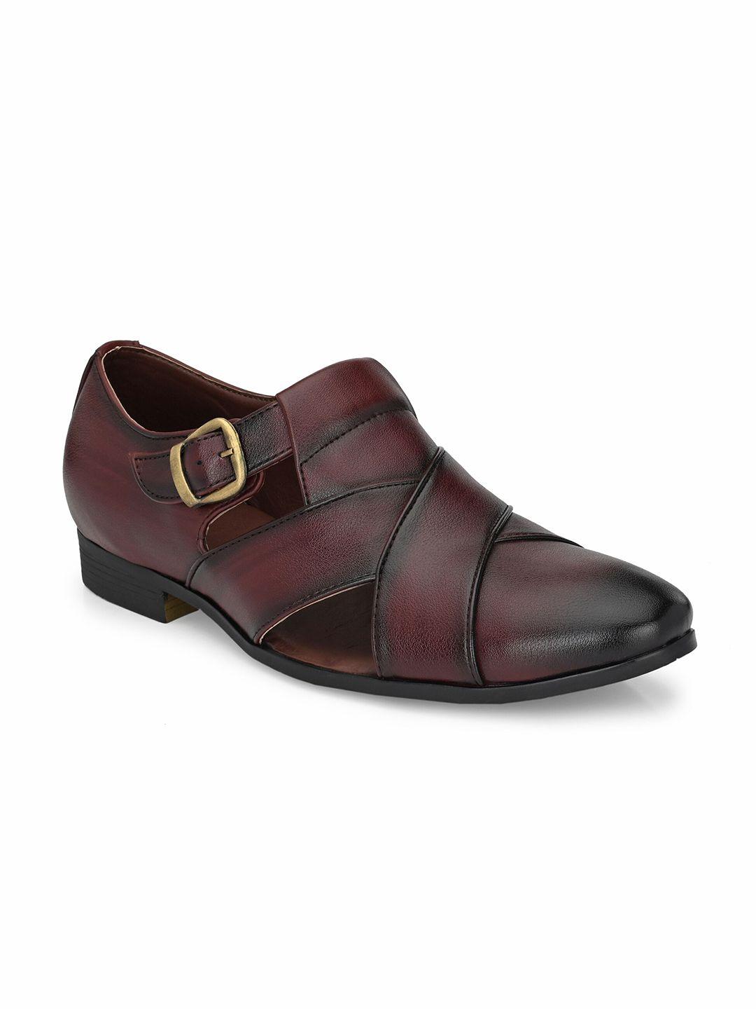 san frissco men maroon shoe-style sandals