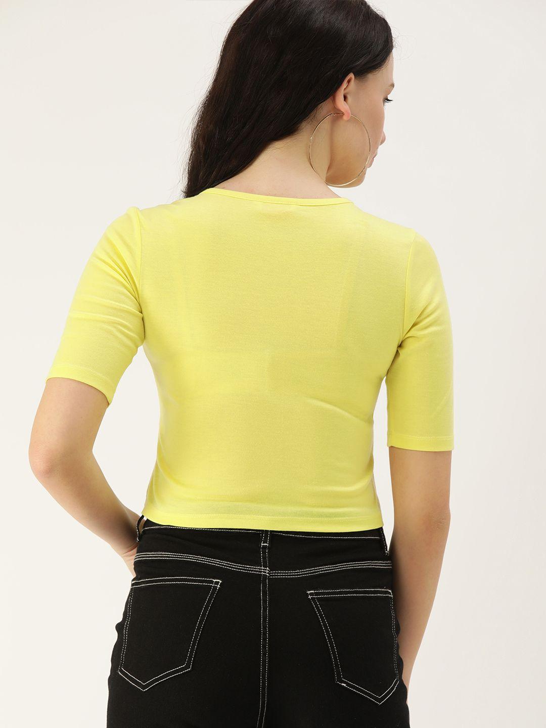 dressberry women yellow solid crop top