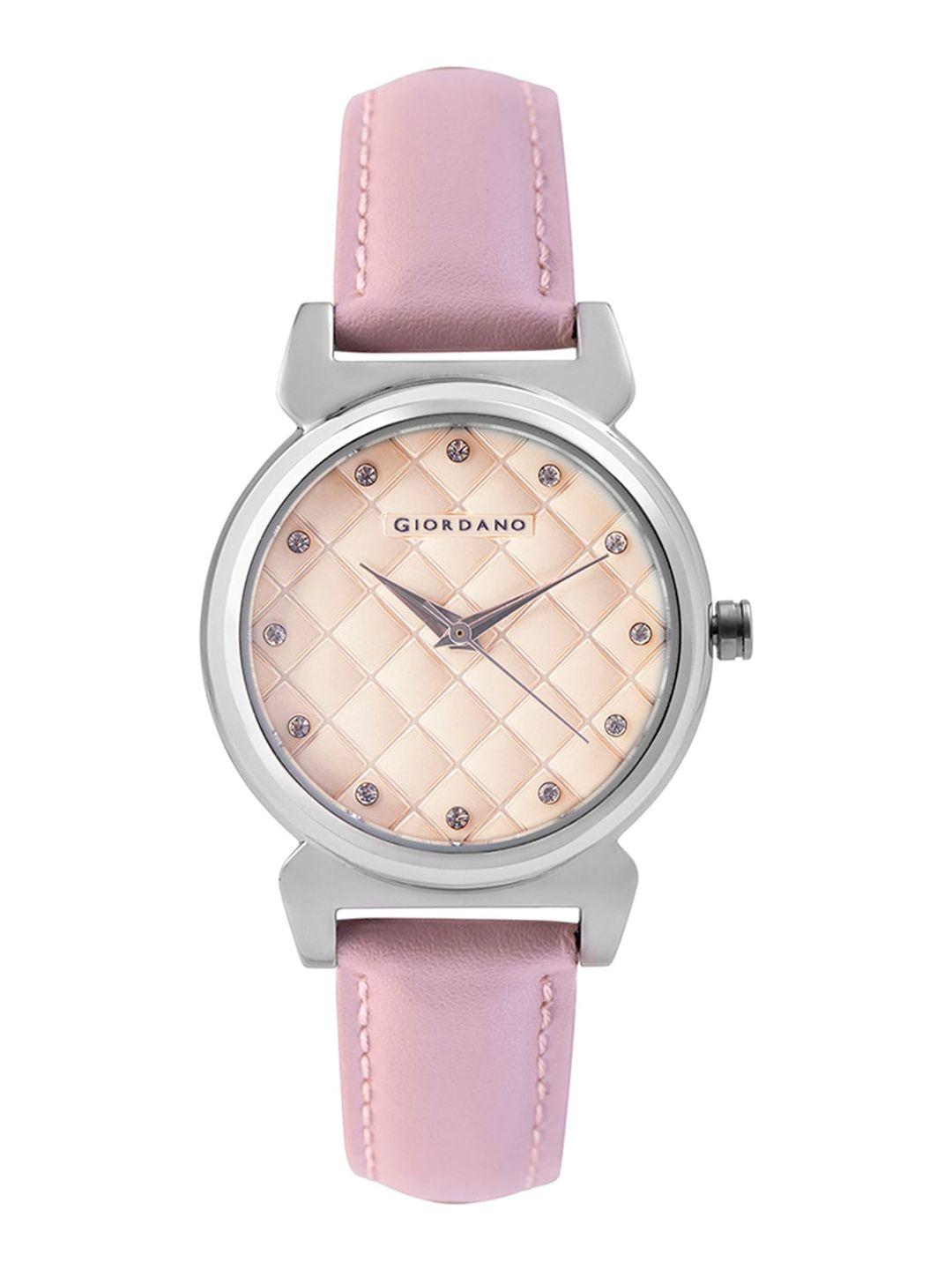 giordano women beige analogue watch