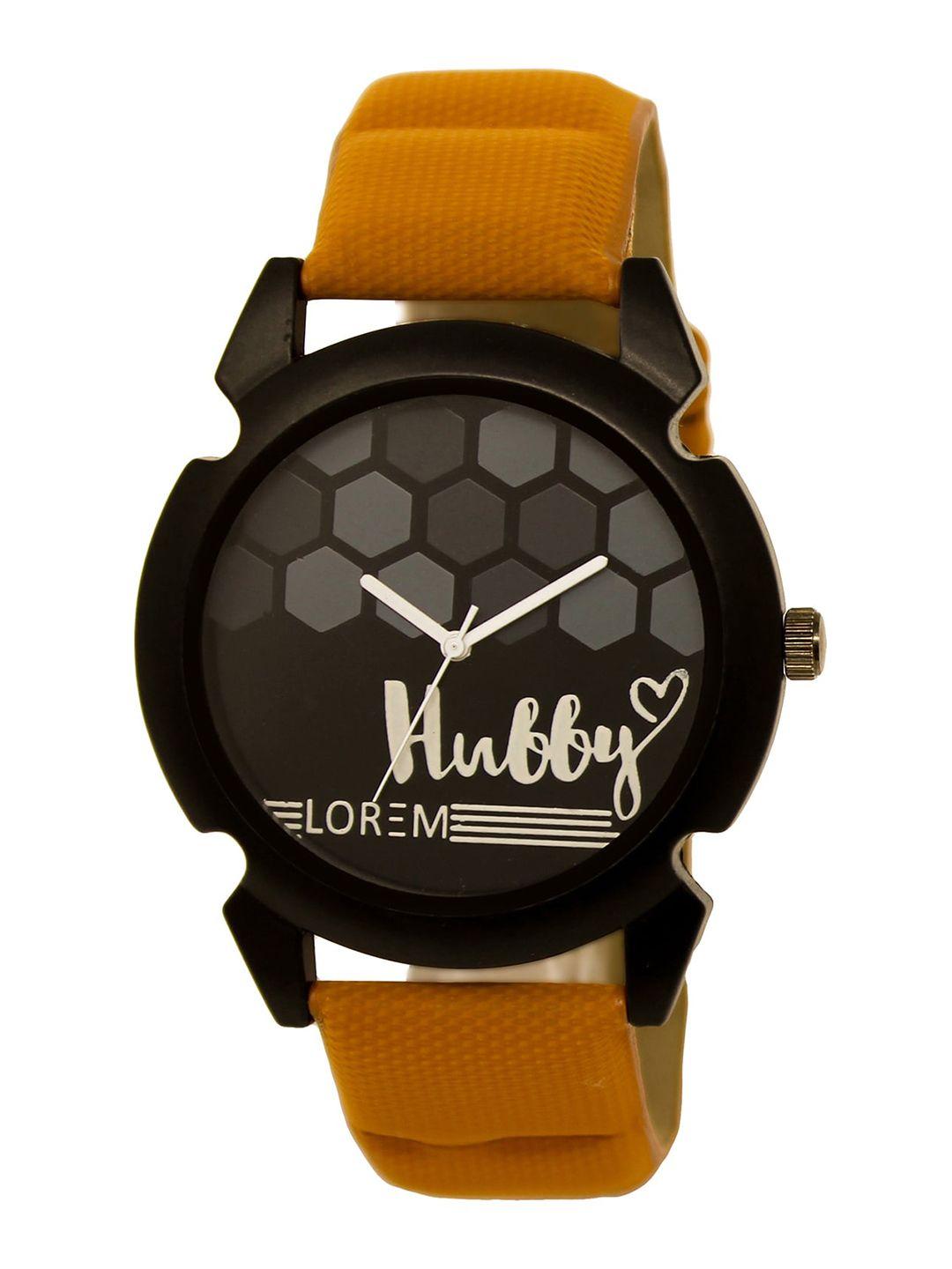 lorem men orange & black analogue watch lr32