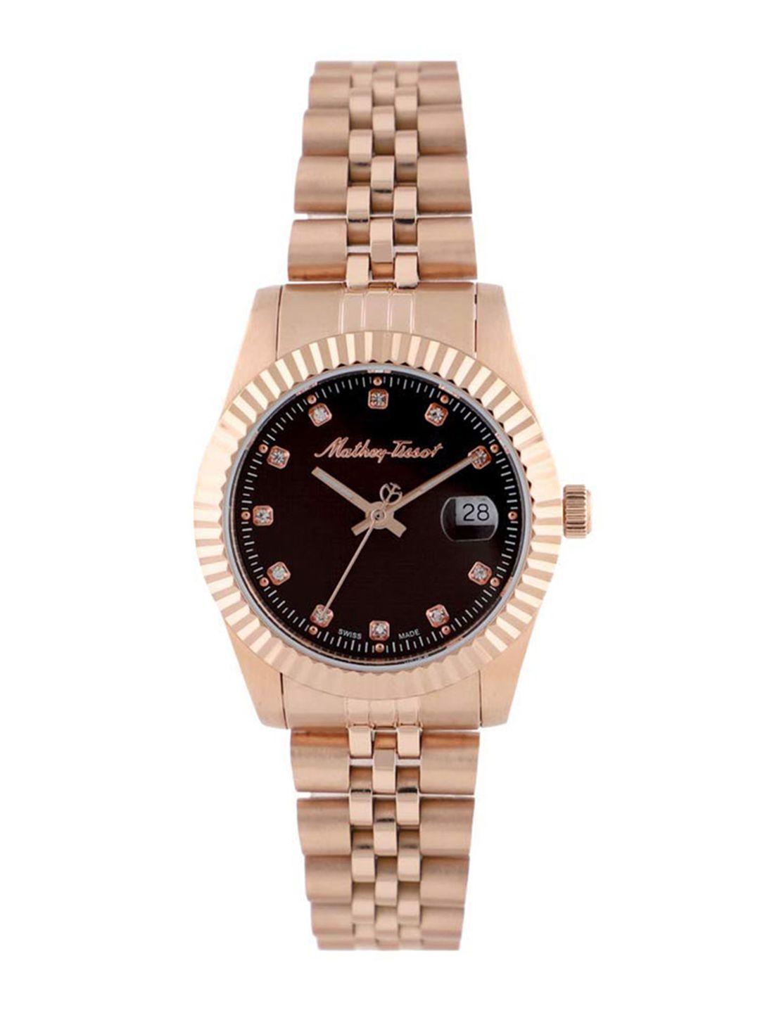 mathey-tissot women coffee brown swiss analogue watch d810prm