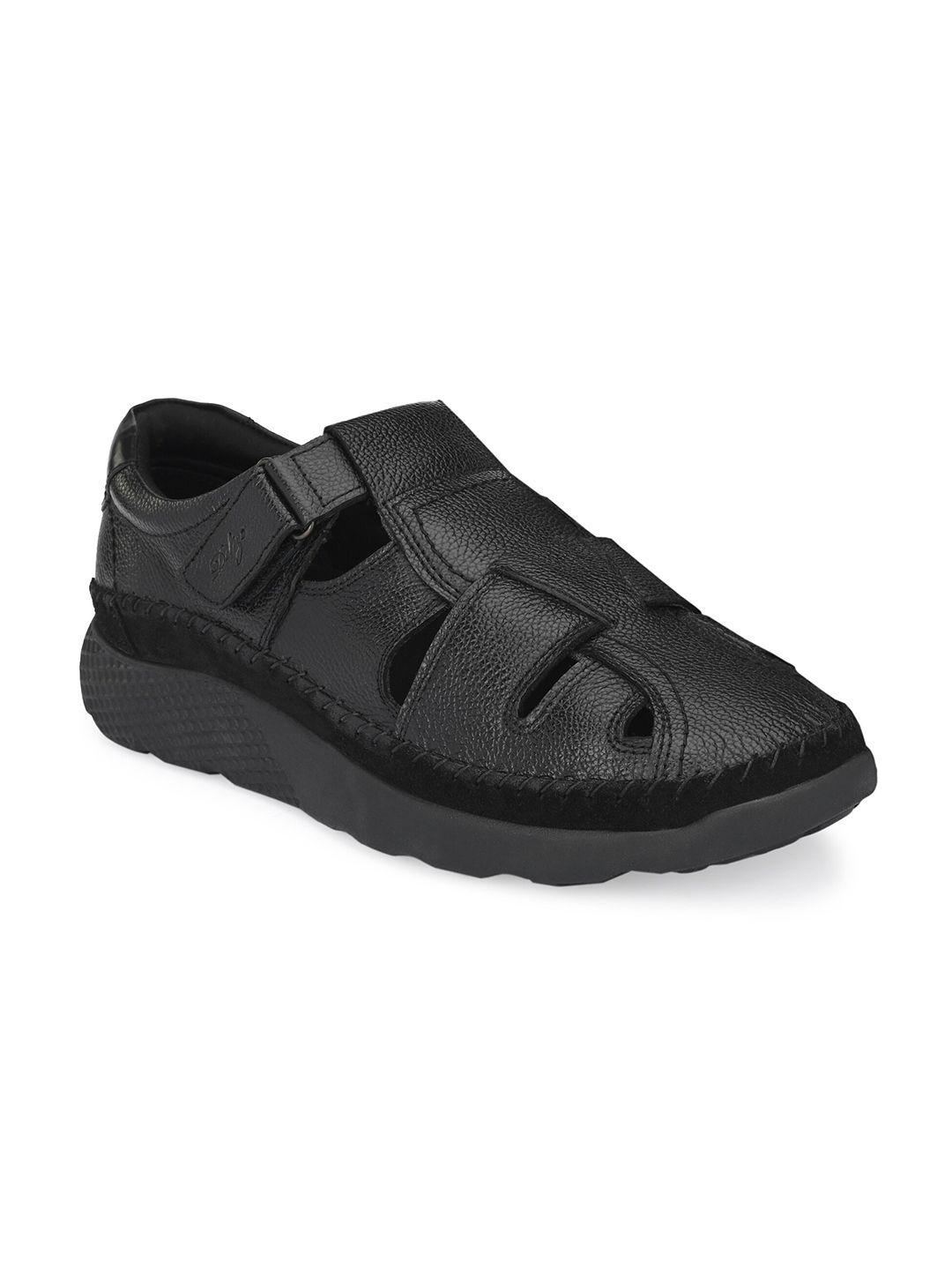 delize men black shoe-style sandals