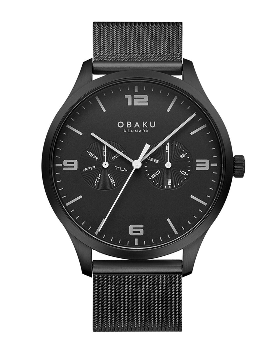 obaku men black analogue watch v249gmbbmb