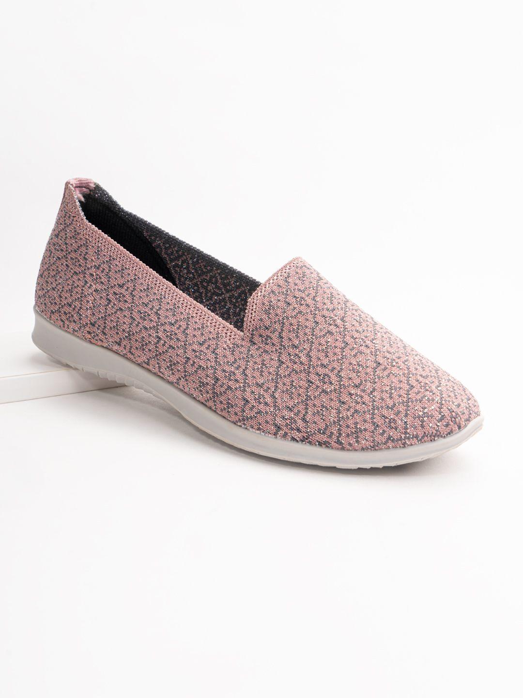 marc loire women mauve & grey ethnic motifs woven design slip-on sneakers