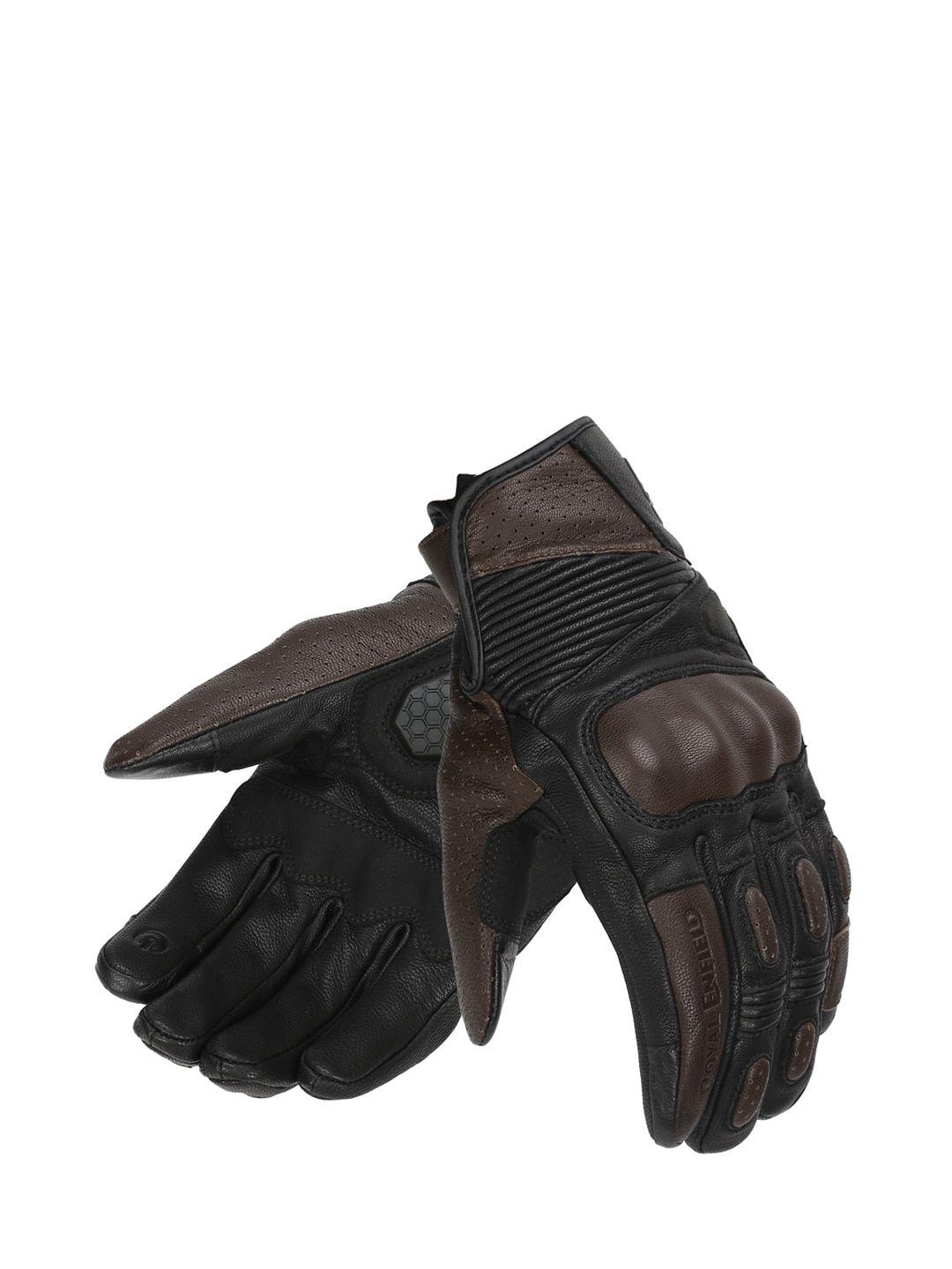 royal enfield men black & brown vamos leather vamos riding gloves