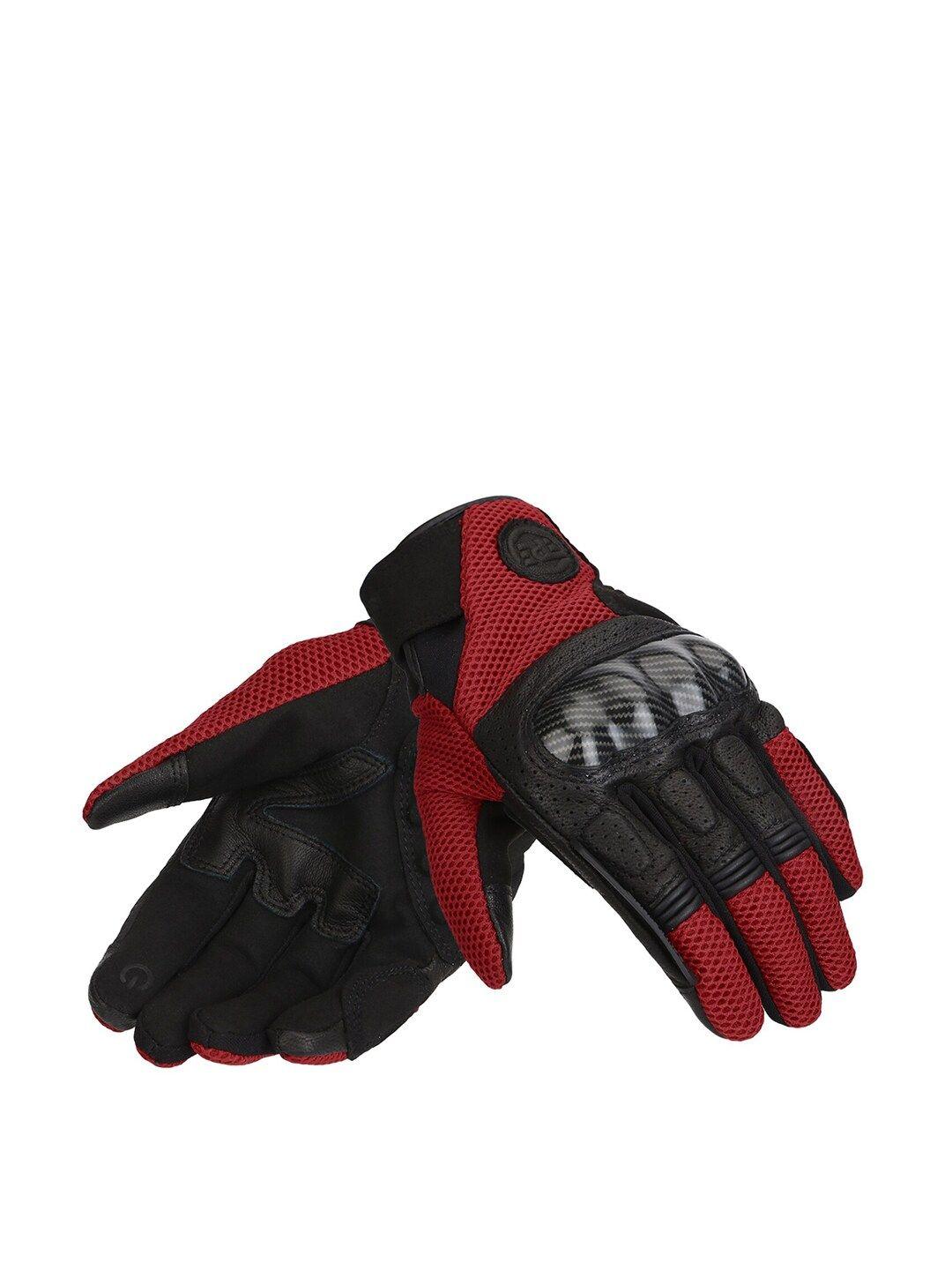 royal enfield men black & red solid windstorm riding gloves